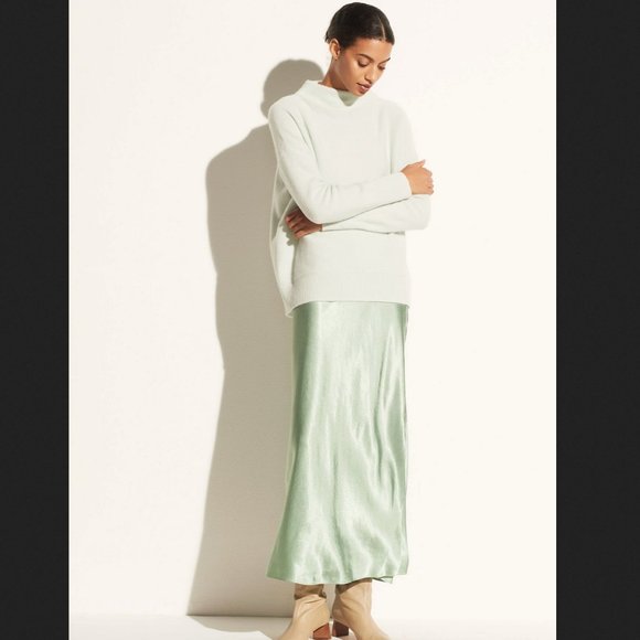 NWT Vince Plush Cashmere Funnel Neck Sweater in Aloe - Picture 8 of 10